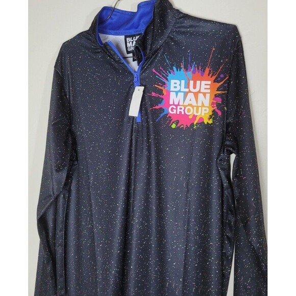 Blue Man Group Las Vegas Paint Splatter SZ Medium 1/4 Zip Sweatshirt Fleece NWT - Picture 2 of 7